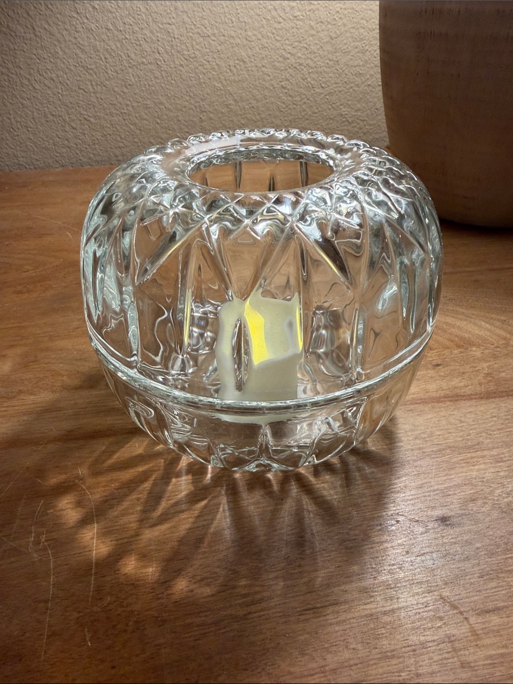 Homco Clear Faceted Glass Fairy Lamp